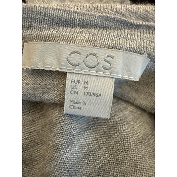 COS Lightweight Wool Cardigan | Gray Black Colorblock Layering Knit Sweater | M - Picture 3 of 12